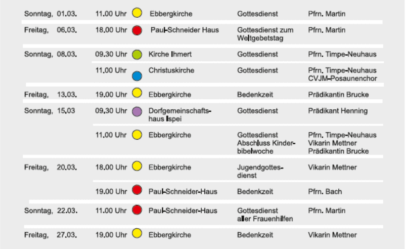 Flyer: Gottesdienste (siehe Termine)