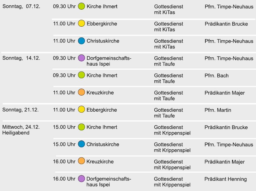 Gottesdiensttermine als Plakat: siehe Termine