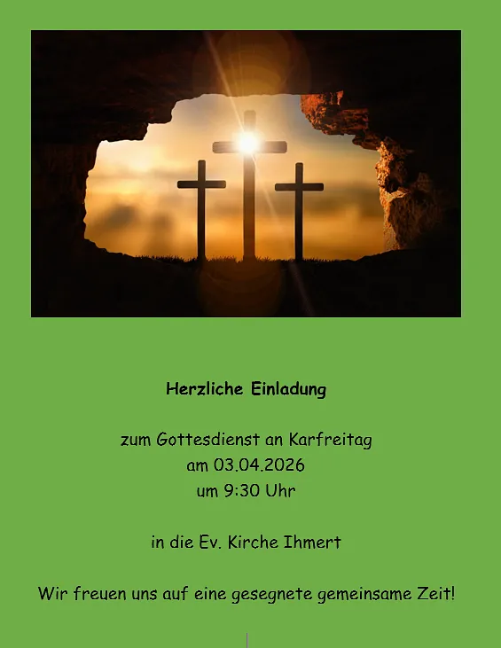 Plakat Gottesdienst am Karfreitag um 9.30 Uhr in Ihmert