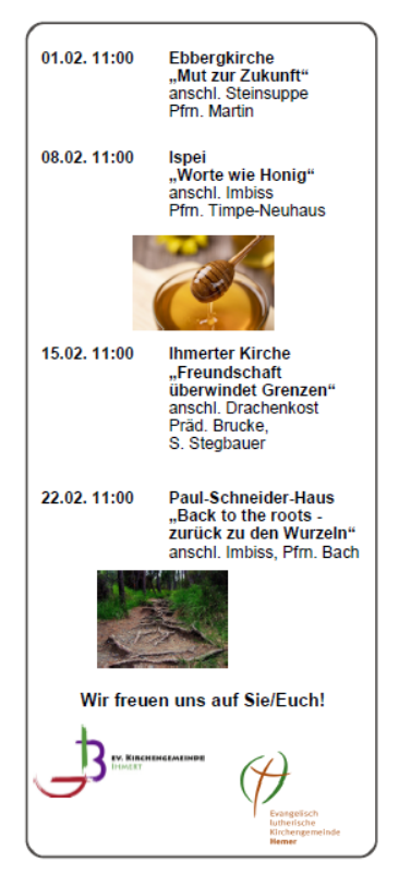 Flyer: Gottesdienste zur Winterreise: siehe Termine