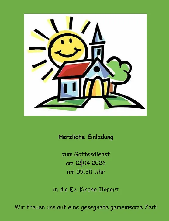 Plakat: Gottesdienst in Ihmert um 9.30 Uhr