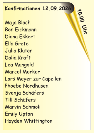 Auflistung der Konfirmierten