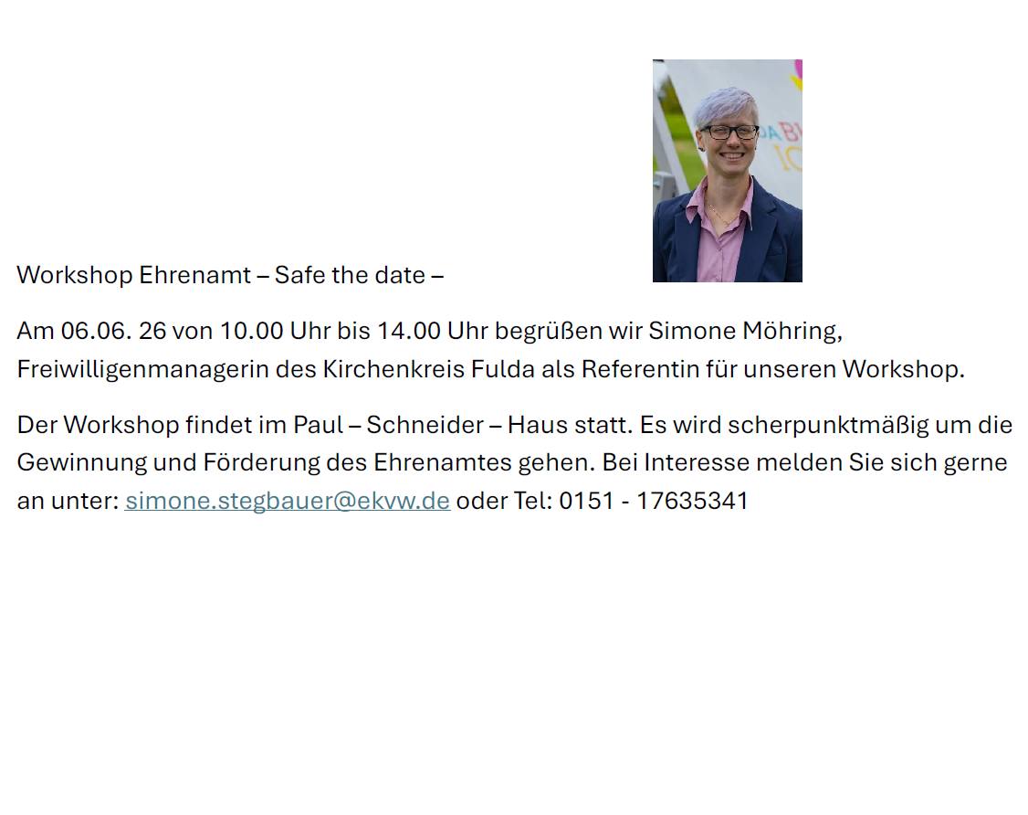Flyer: Workshop Ehrenamt am 06.06.26