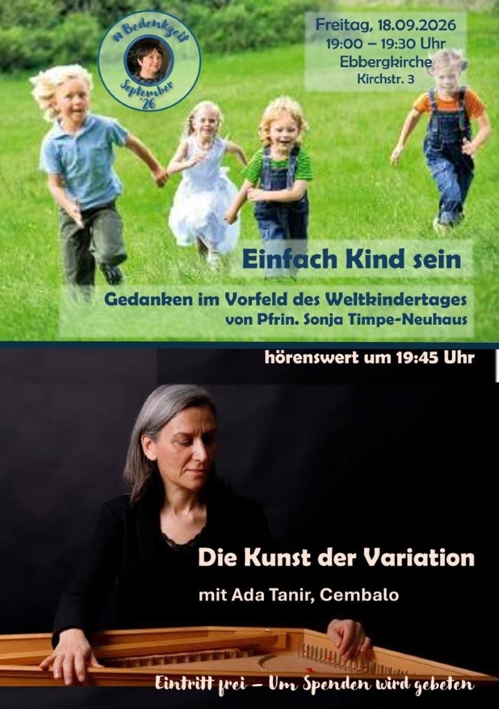 Flyer: Bedenkzeit am 18.09.26 um 19 Uhr in der Ebbergkirche