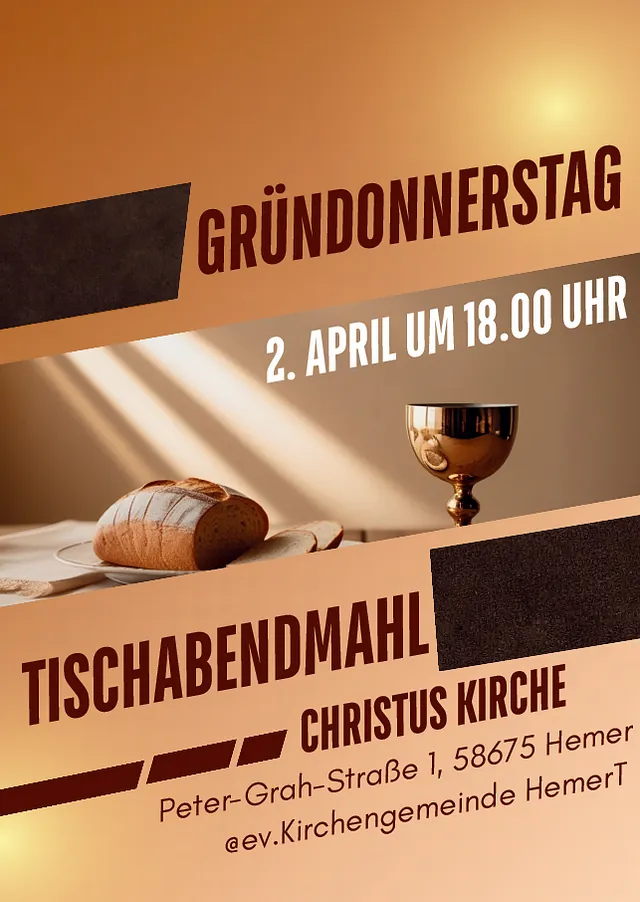 Plakat: Tischabendmahl am 02.04.2026 um 18 Uhr