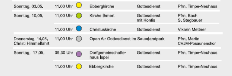 Flyer Gottesdienste (siehe Termine)