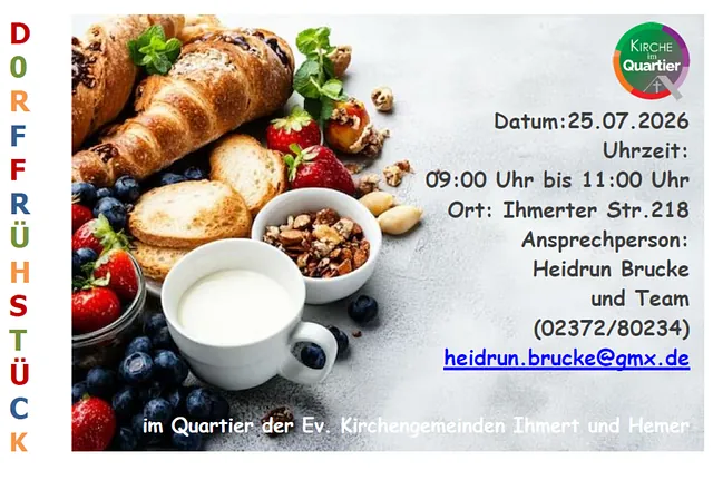 Flyer: Dorffrühstück am 25.07.2026 um 9 Uhr in Ihmert