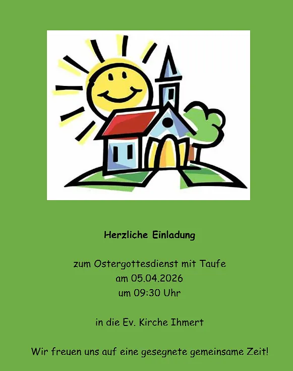 Plakat: Gottesdienst zu Ostern um 9.30 Uhr in Ihmert