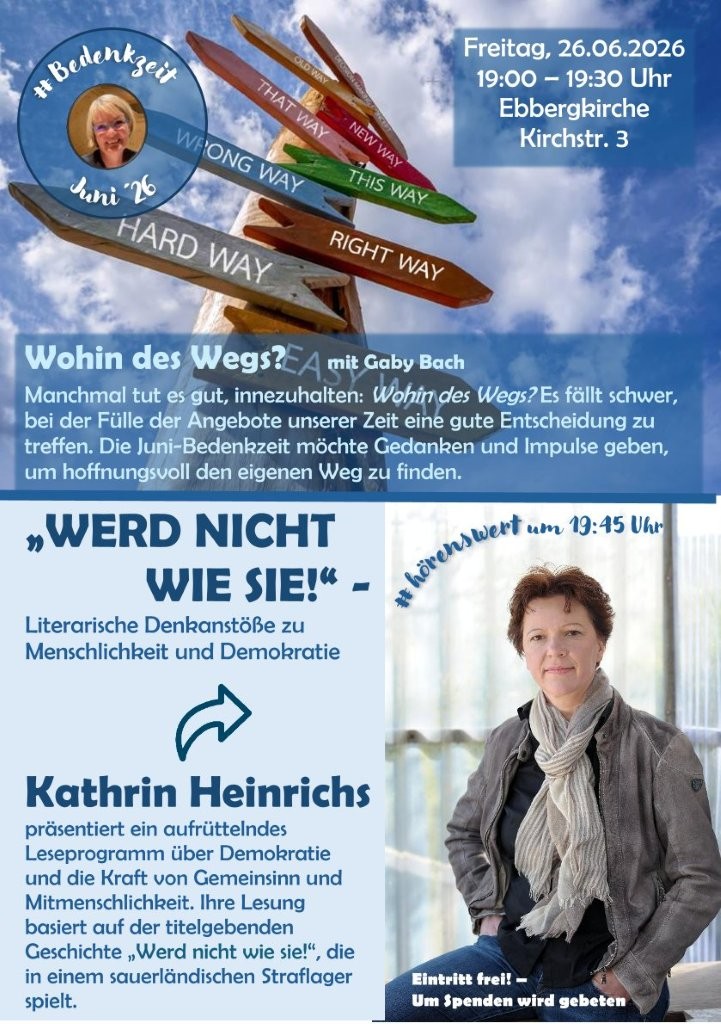 Flyer: Bedenkzeit und Hörenswert ab 19 Uhr