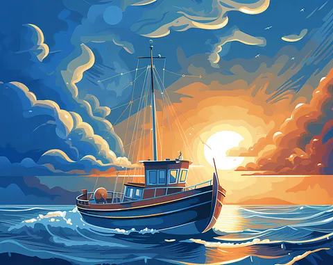 Bild: Boot in welligem Wasser