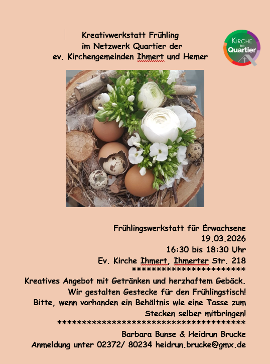 Plakat: Kreativwerkstatt am 19.03.2026 um 16.30 Uhr