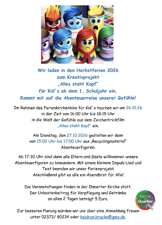 Flyer: Ferienkino am 26. + 27.10. in der Ihmerter Kirche