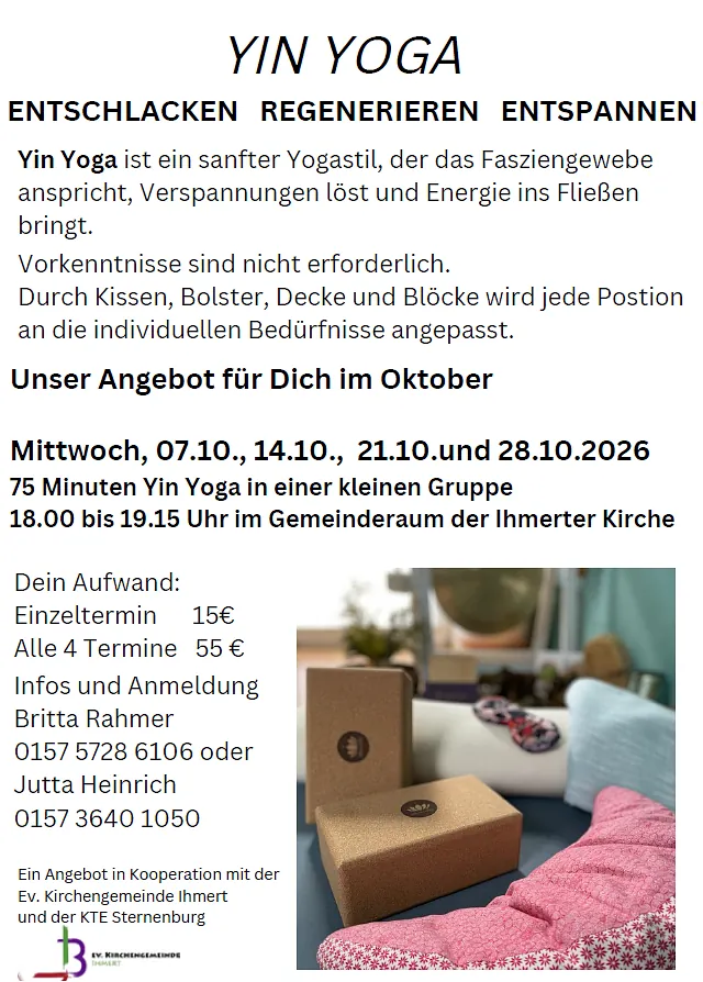 Flyer: Yin Yoga im Oktober