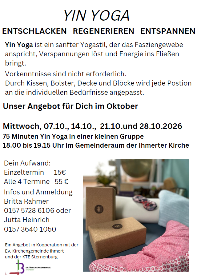 Flyer: Yin Yoga im Oktober