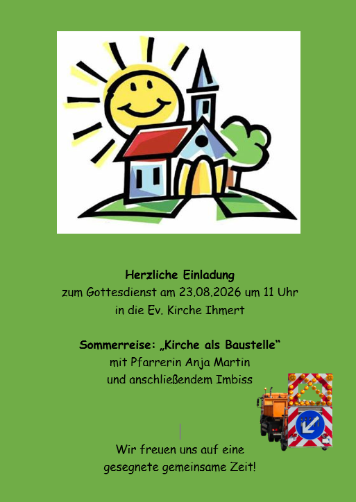 Flyer: Gottesdienst am 23.08.2026 um 11 Uhr in Ihmert
