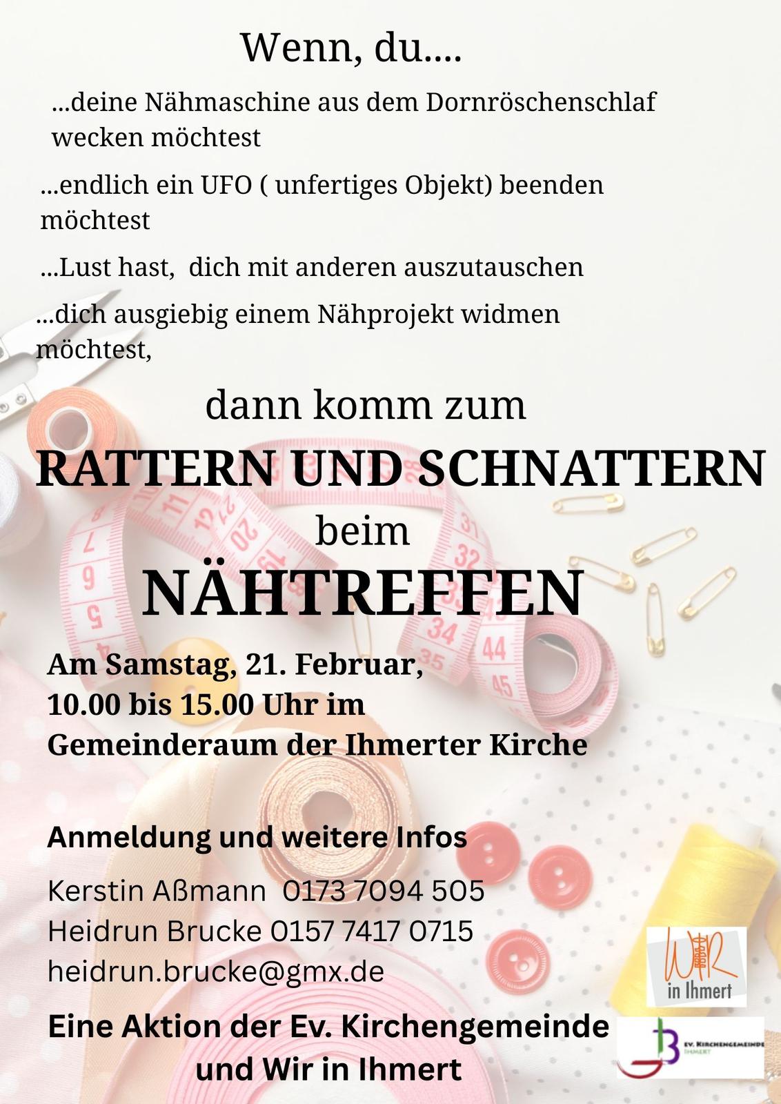 Flyer: Nähtreffen am 21.02. um 10 Uhr