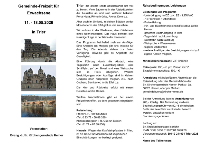 Flyer Gemeindefreizeit Trier 2026