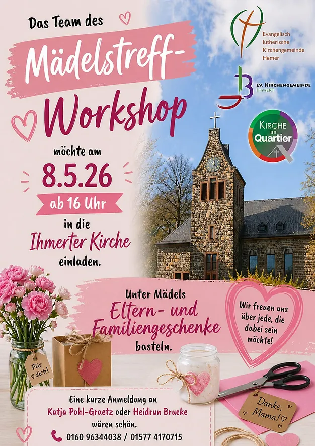 Flyer: Mädelstreff-Workshop am 08.05.26 ab 16 Uhr