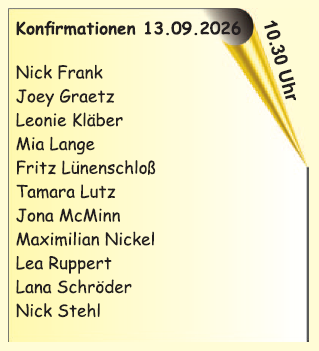 Auflistung der Konfirmierten