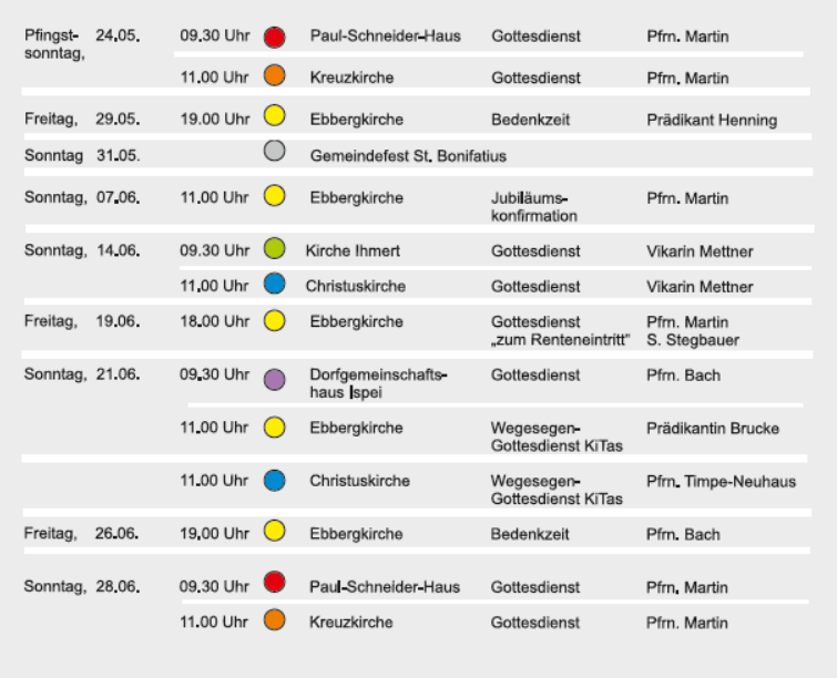 Flyer Gottesdienste (siehe Termine)