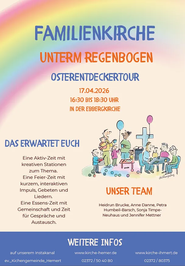 Flyer: Familienkirche am 17.04. um 16.30 Uhr in der Ebbergkirche