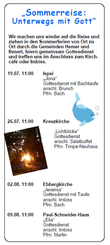 Flyer: Sommerreise (siehe Termine)