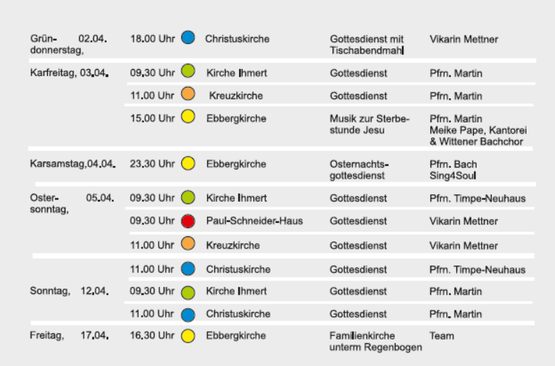 Flyer: Gottesdiensttermine (siehe Termine)